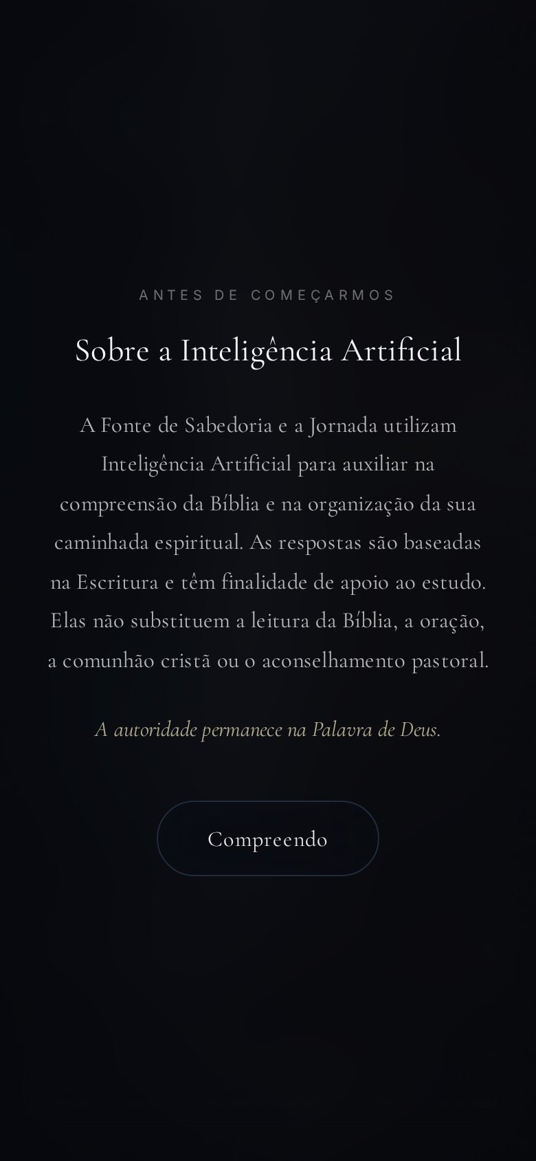Tela Fonte da Sabedoria do aplicativo Projeto de Deus